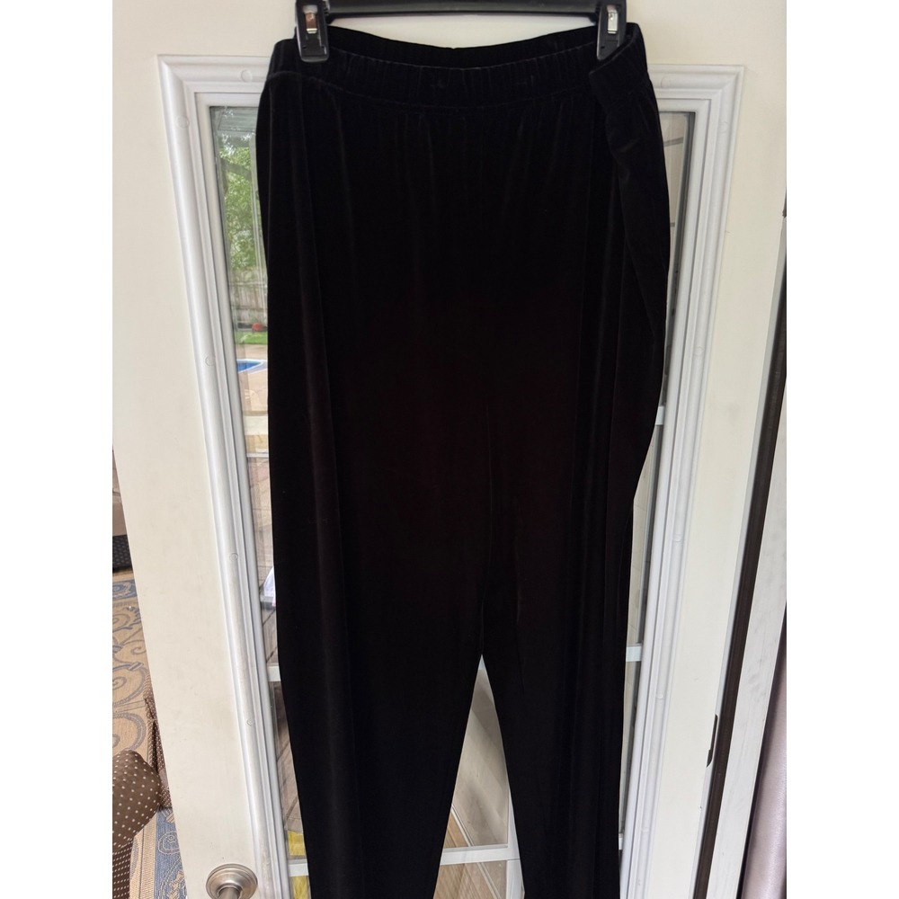 Bob Mackie Wearable Art wm 2XL pants black velour elastic waistband Vtg holiday